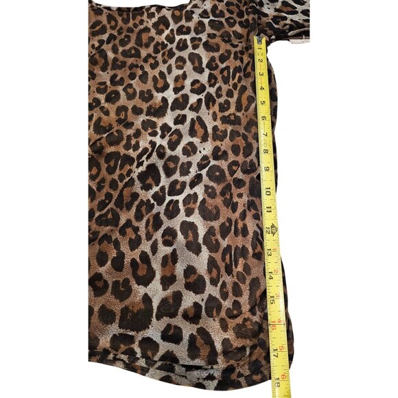 Indigo Rose Top Blouse Leopard Print Long Sleeve Size L Polyester Spandex NWOT - Picture 5 of 10